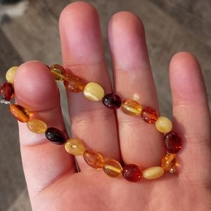 Unisex 7 inch Multi Colored Genuine Baltic Amber stretch bead bracelet